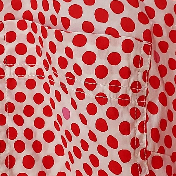 Designed Crafted Gap Fitted Boy Friend White Red Polka Dot Shirt Top Women, L - Picture 4 of 8